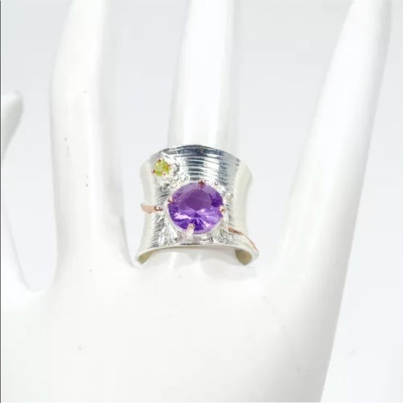Artisan crafted Amethyst 925 sterling ring size 8 - Picture 4 of 7